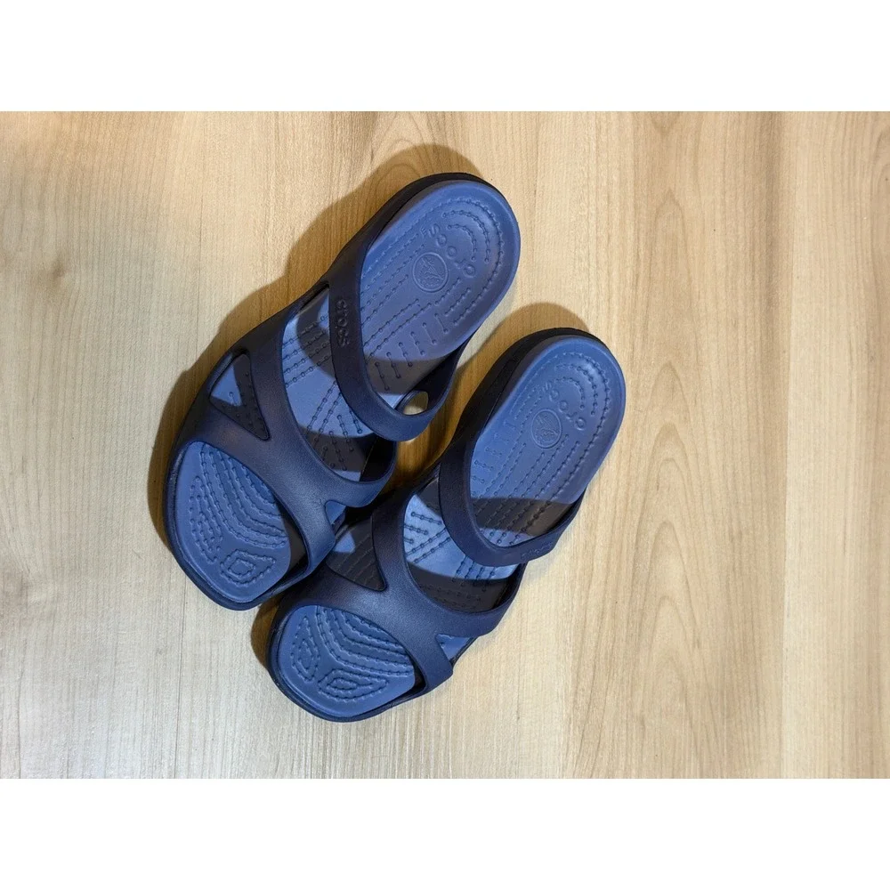 Crocs Kadee II Sandal Navy Blue W 6 Women Strappy Slip On Comfort